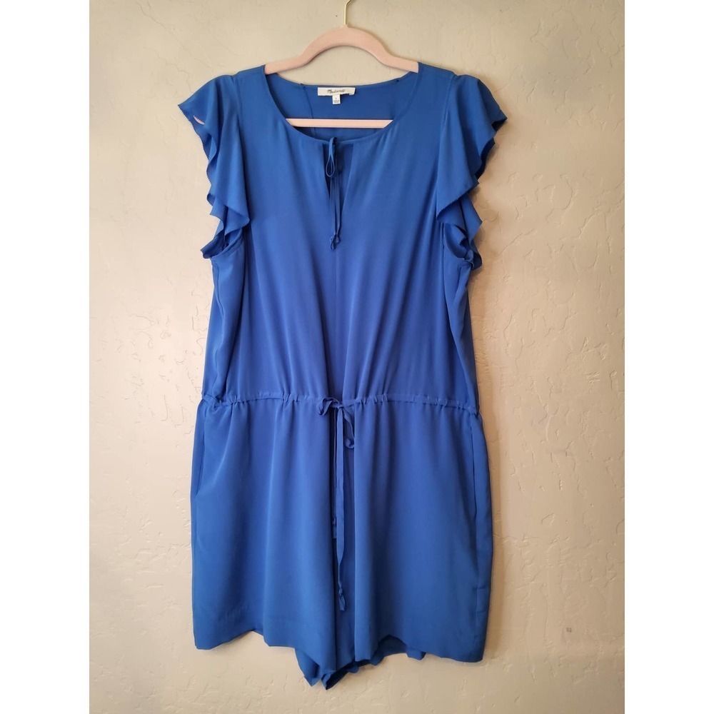 Madewell Petal Play Royal Blue Silk Romper L